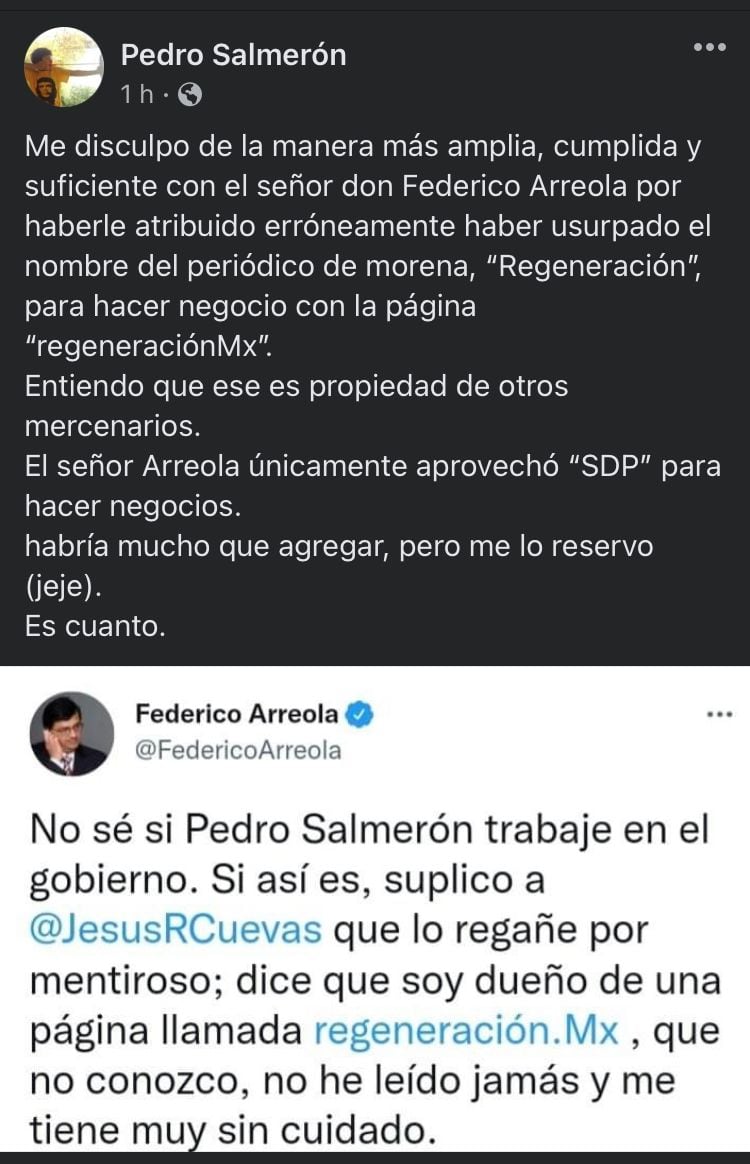 Pedro Salmerón miente; SDPnoticias no es propietario de RegeneraciónMx