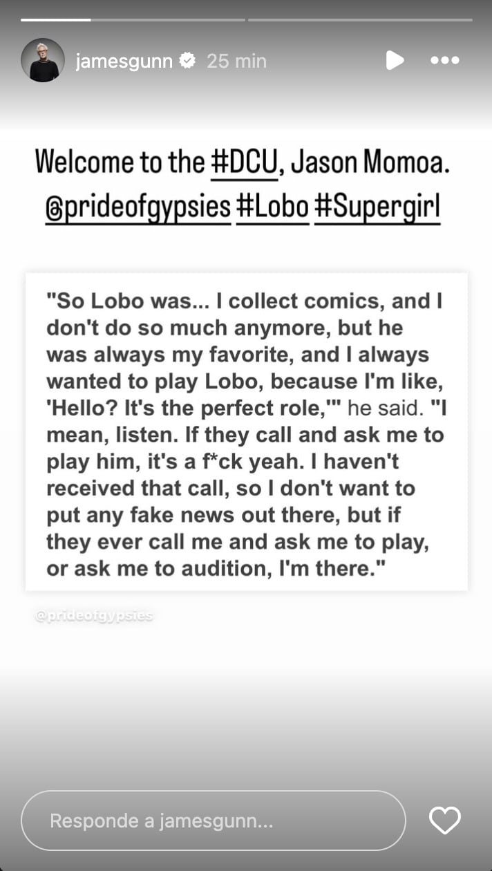 James Gunn le da la bienvenida a Jason Momoa como Lobo a DC