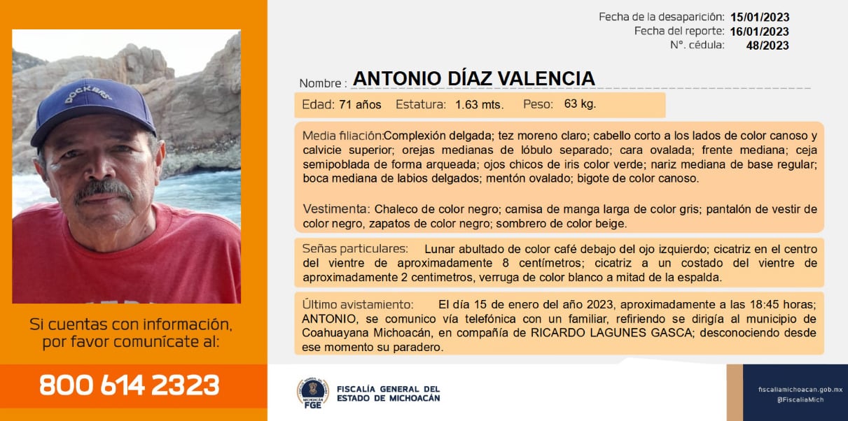 Ficha de búsqueda de Antonio Díaz Valencia