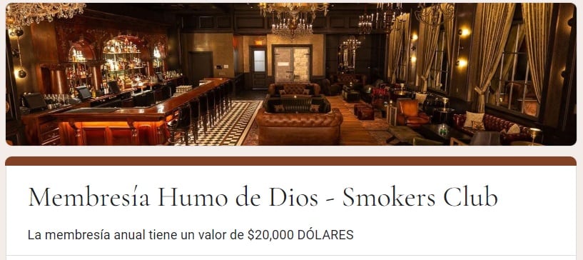 El costo de la suscripción anual al Club de Fumadores de Chicharito y Dreyfus.