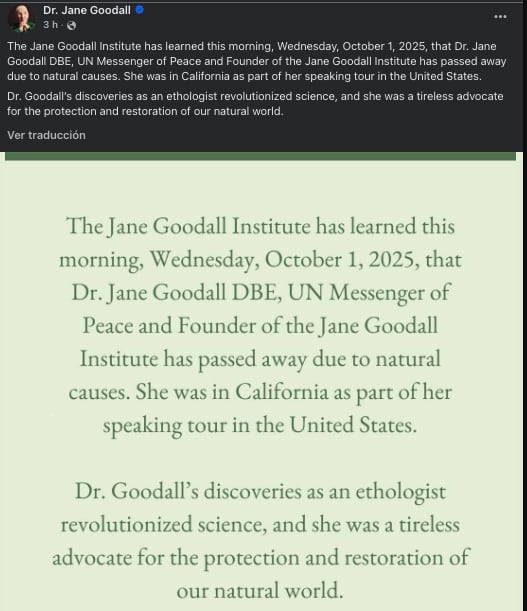 Muere Jane Goodall