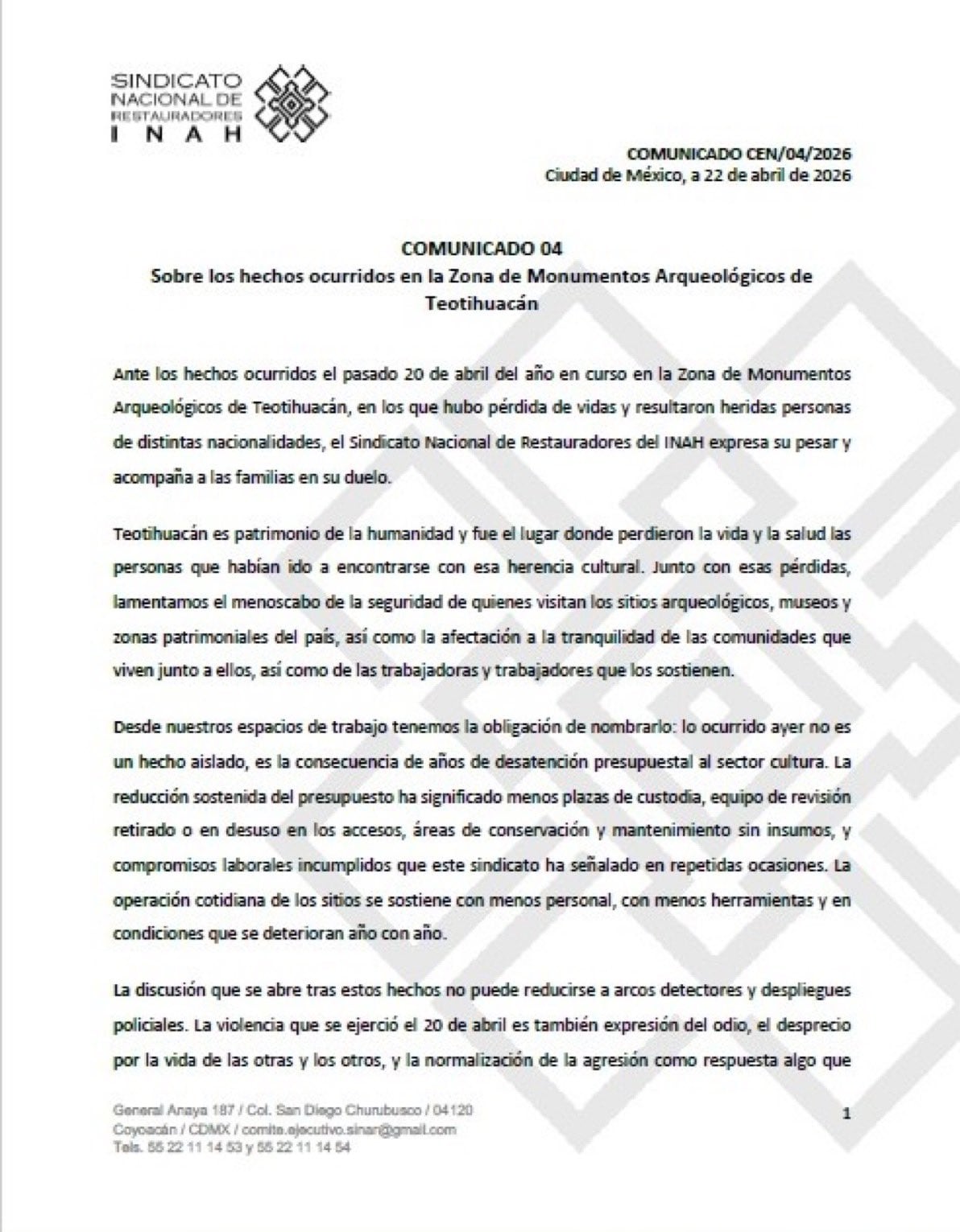 Sindicato del INAH atribuye tiroteo en Teotihuacán a falta de presupuesto
