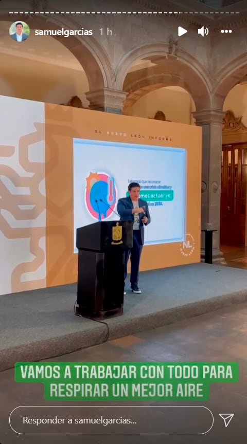 Samuel García presenta su propuesta para mejorar la calidad del aire en Nuevo León/@samuelgarcias