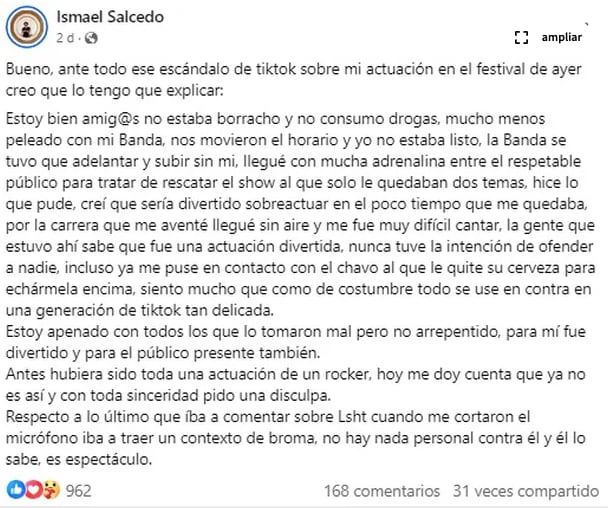 Ismael Salcedo explica su actuación en Festival Tertulia 2024