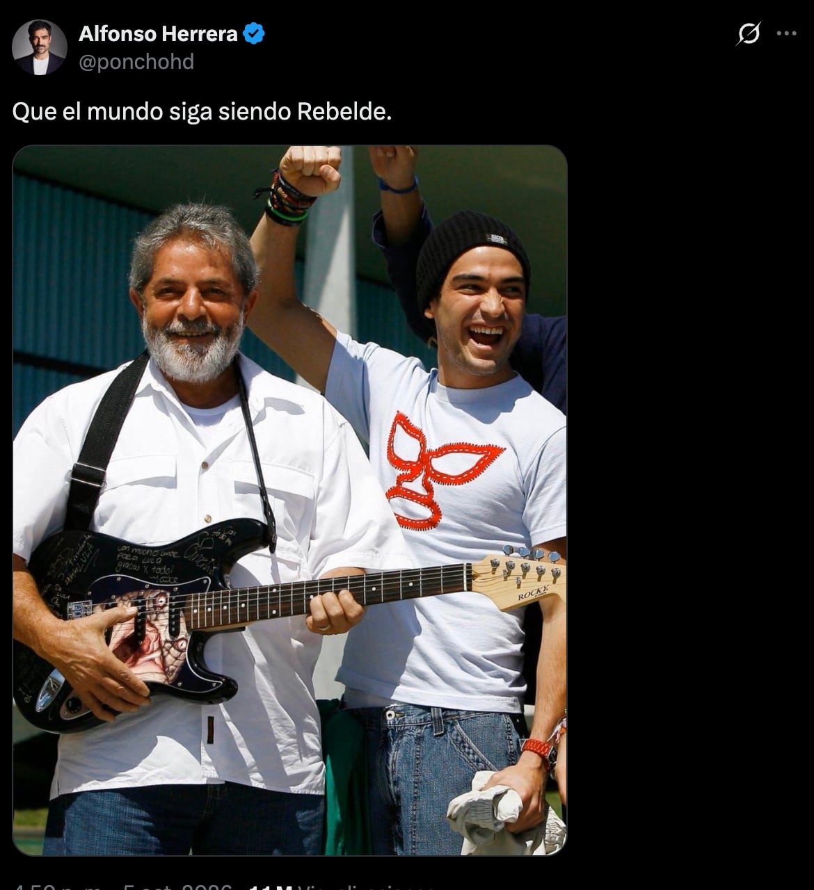 Alfonso Herrera apoya a Lula da Silva