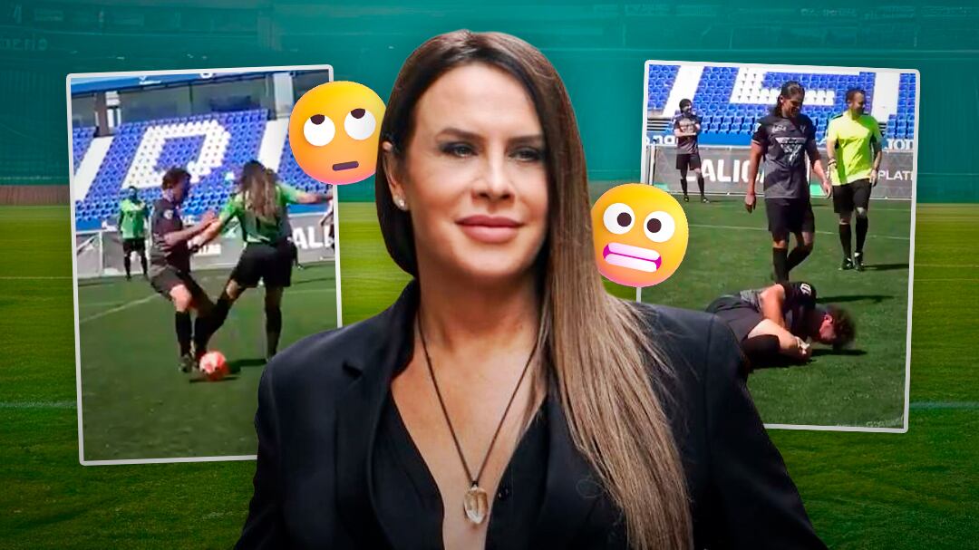 El video de Karla Sofía Gascón pateando a un jugador durante un partido amistoso de fútbol