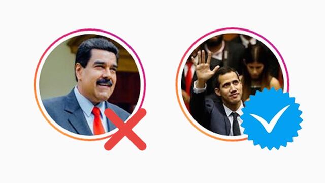 Los perfiles de Nicolas Maduro y Juan Guaidó en Instagram.