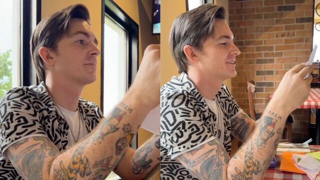 Drake Bell lee las cartas de sus fans mexicanos mientras come en Italianni’s (VIDEO)