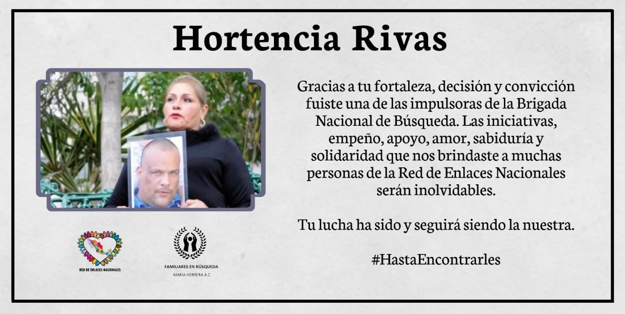 Lamentan muerte de Hortensia Rivas