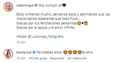 Karely Ruiz le dice te amo a Maya Nazor.