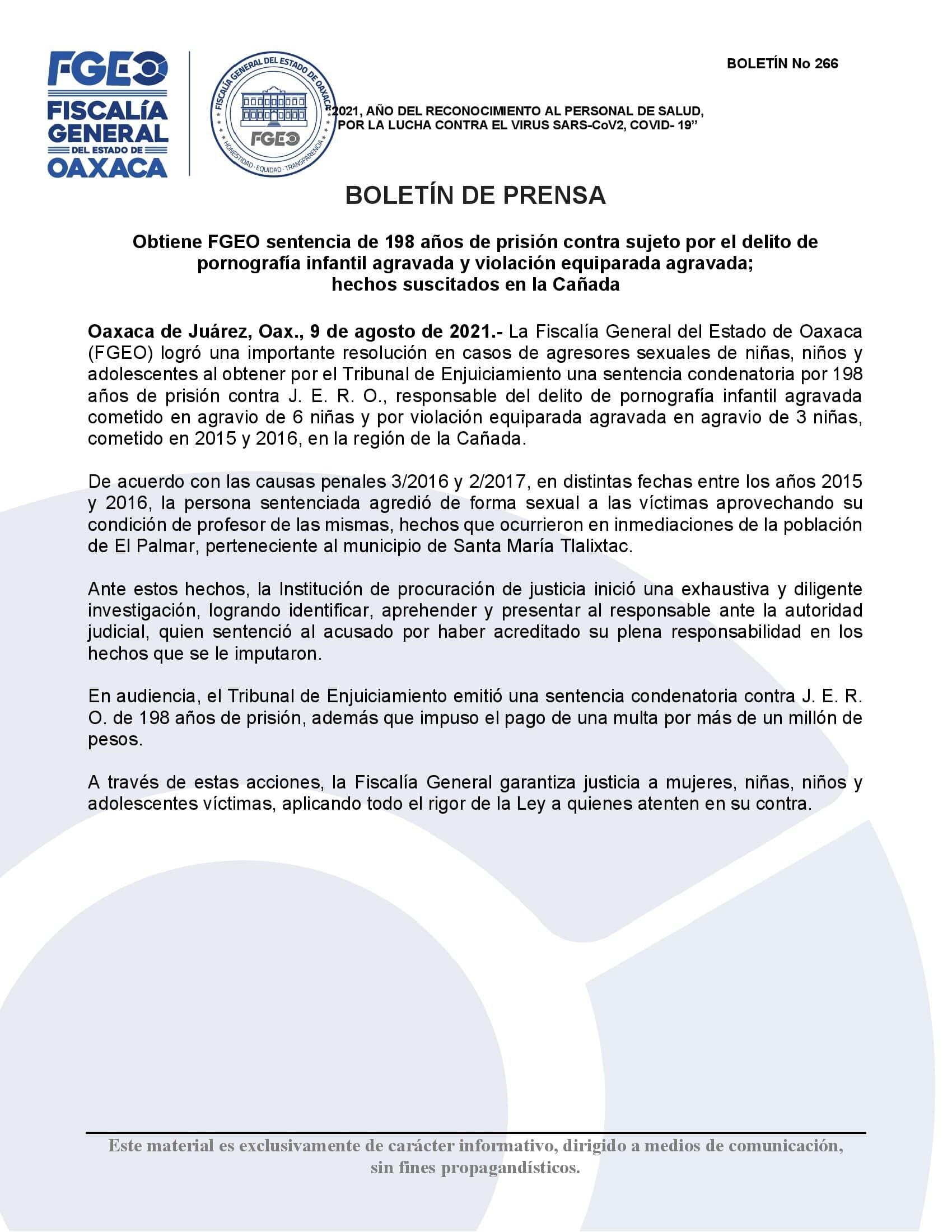 Comunicado del profesor de Oaxaca.