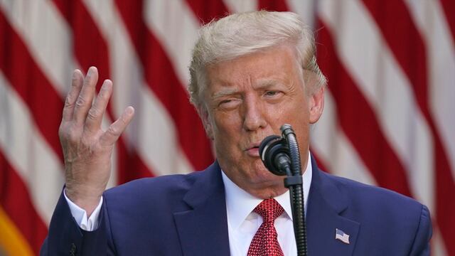 Donald Trump luce cabello color gris.