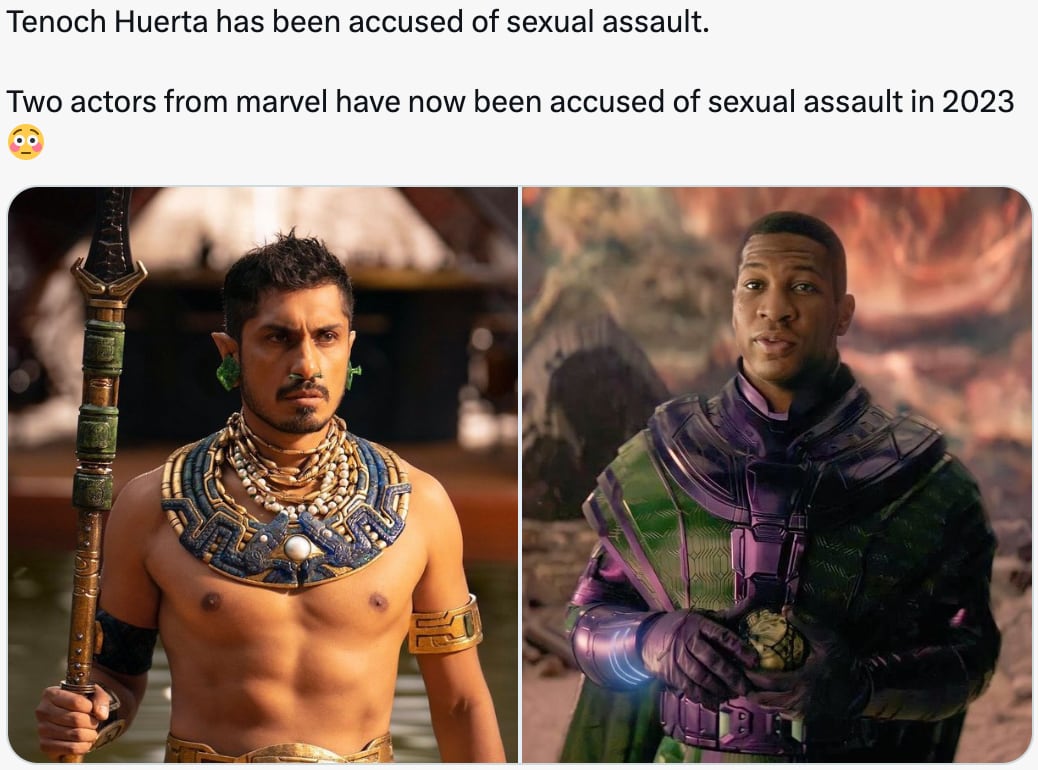 Tenoch Huerta es comparado con Jonathan Majors tras acusaciones