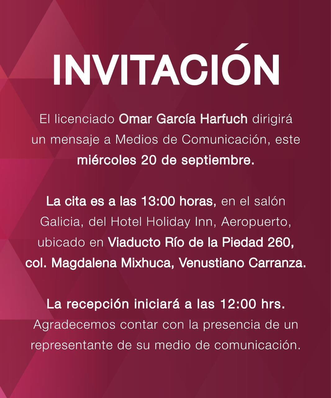Citatorio para el importante anuncio de Omar García Harfuch