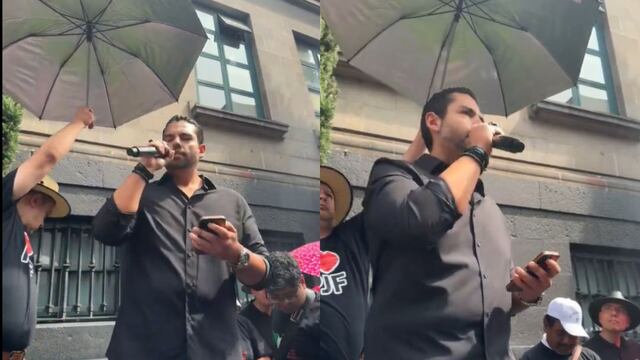 Magistrado Isidro Muñoz es criticado por usar a asistente para que lo cubriera del sol en protesta por la reforma al Poder Judicial