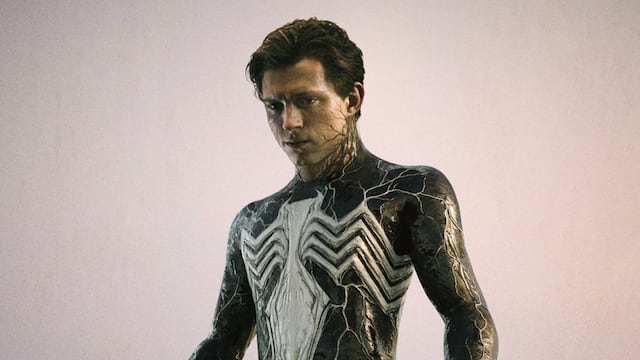 Arte conceptual de Tom Holland con traje de simbionte