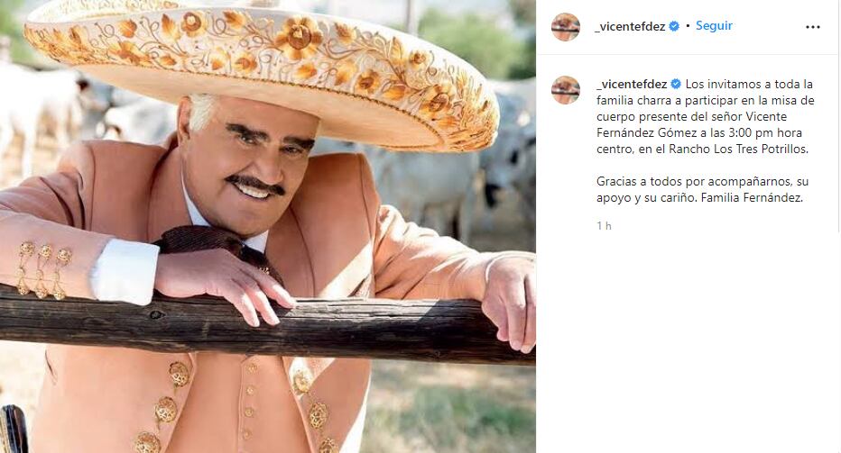 Misa de Vicente Fernández.