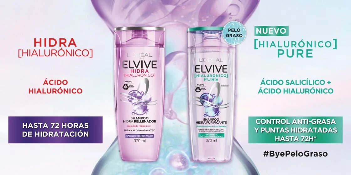 Shampoo Elvive morado con ácido hialurónico