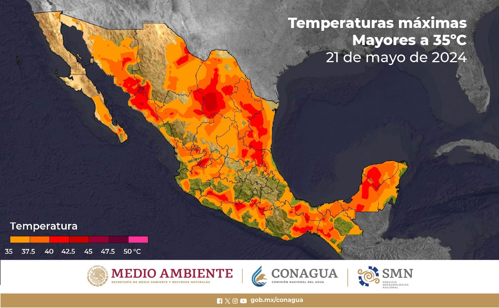 Mapa de ola de calor 21 de mayo