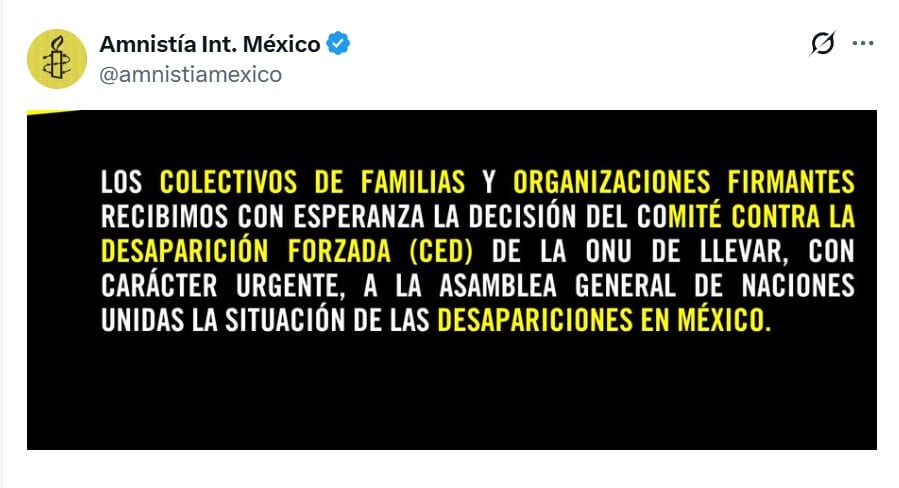 Amnistía Internacional sobre desaparecidos en México