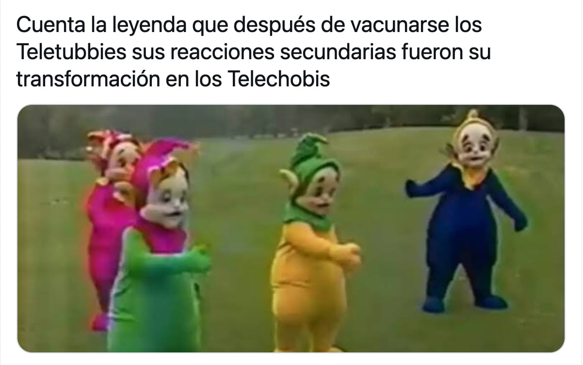Meme de la vacunación de los Teletubbies