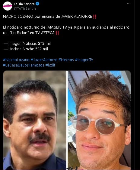 Nacho Lozano le gana en rating a Javier Alatorre con TV Azteca.