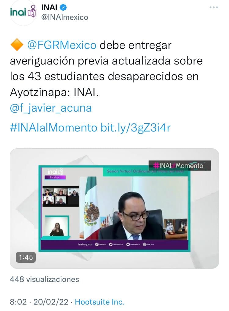 Resolución del INAI sobre la averiguación previa de Ayotzinapa
