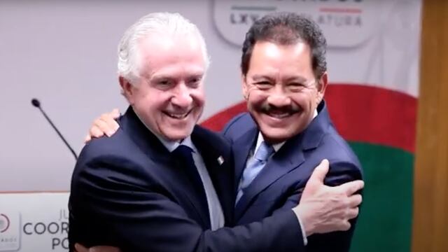Santiago Creel e Ignacio Mier se dan el Abrazo de Acatempan en la Cámara de Diputados.