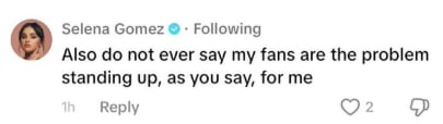 Selena Gomez defiende a sus fans