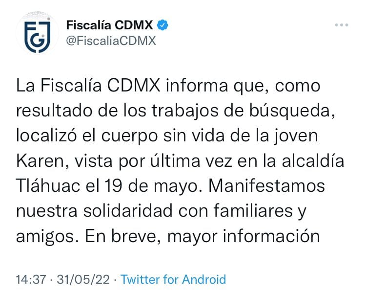 Fiscalía de la CDMX sobre el hallazgo de Karen Itzel