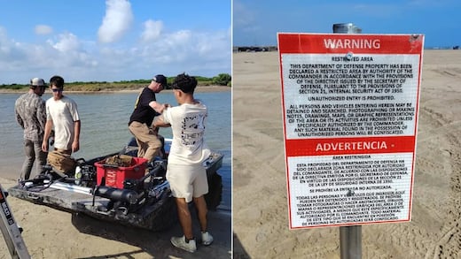 Estadounidenses colocan bloqueo en Playa Bagdad; Semar lo retira e investiga su procedencia