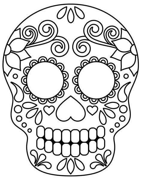Dibujos de calaverita de azúcar para colorear por el Día de Muertos