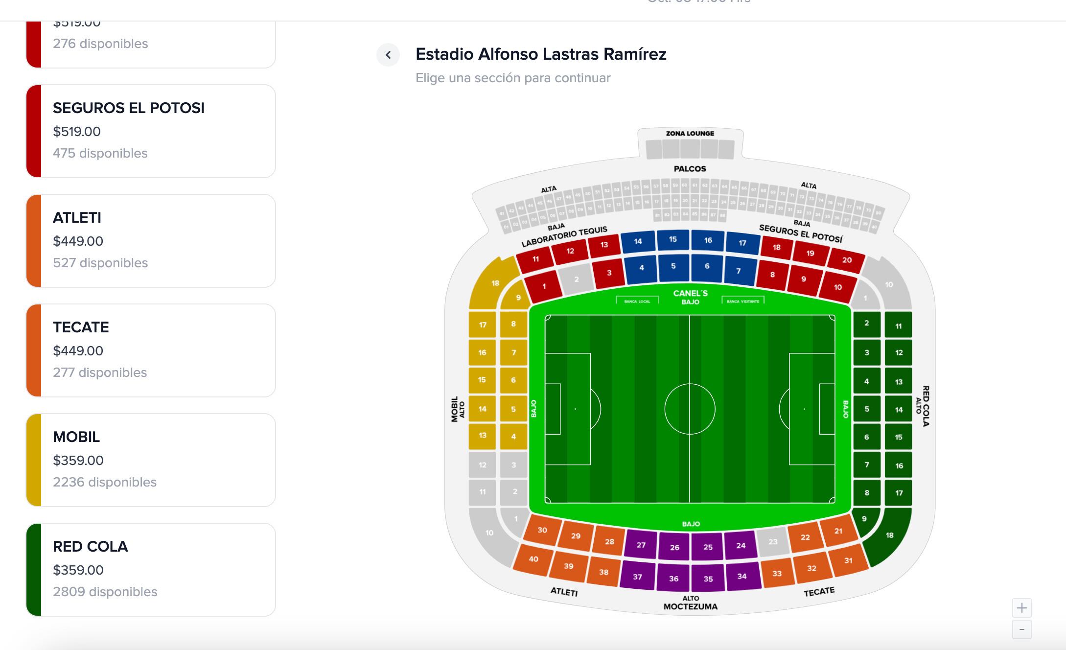 Boletos para el Atlético de San Luis vs Rayados