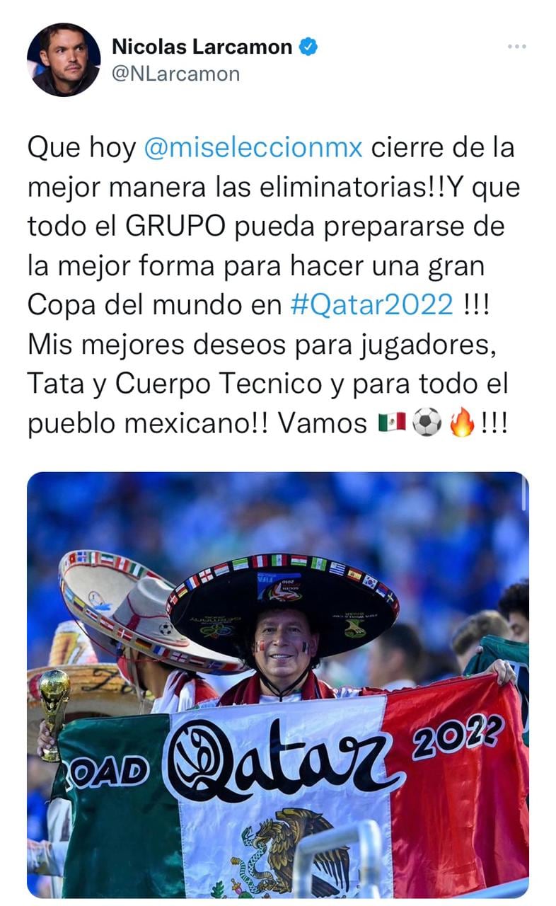 Mensaje de Nicolás Larcamón deseándole éxito a la Selección de futbol de México ante El Salvador