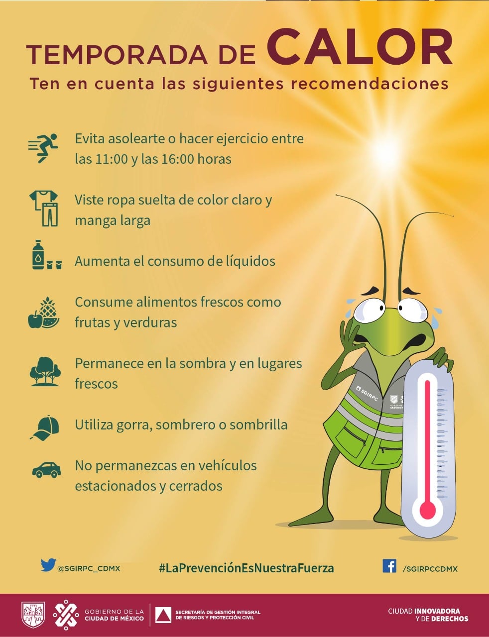 recomendaciones de la  Secretaría de Gestión integral de Riesgos y Protección Civil por ola de calor/Twitter