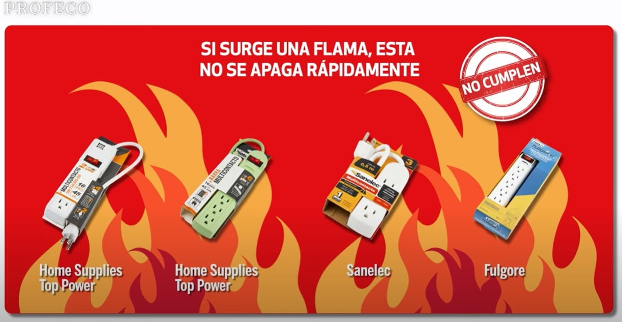 Profeco exhibe a barras multicontacto con riesgo flamable