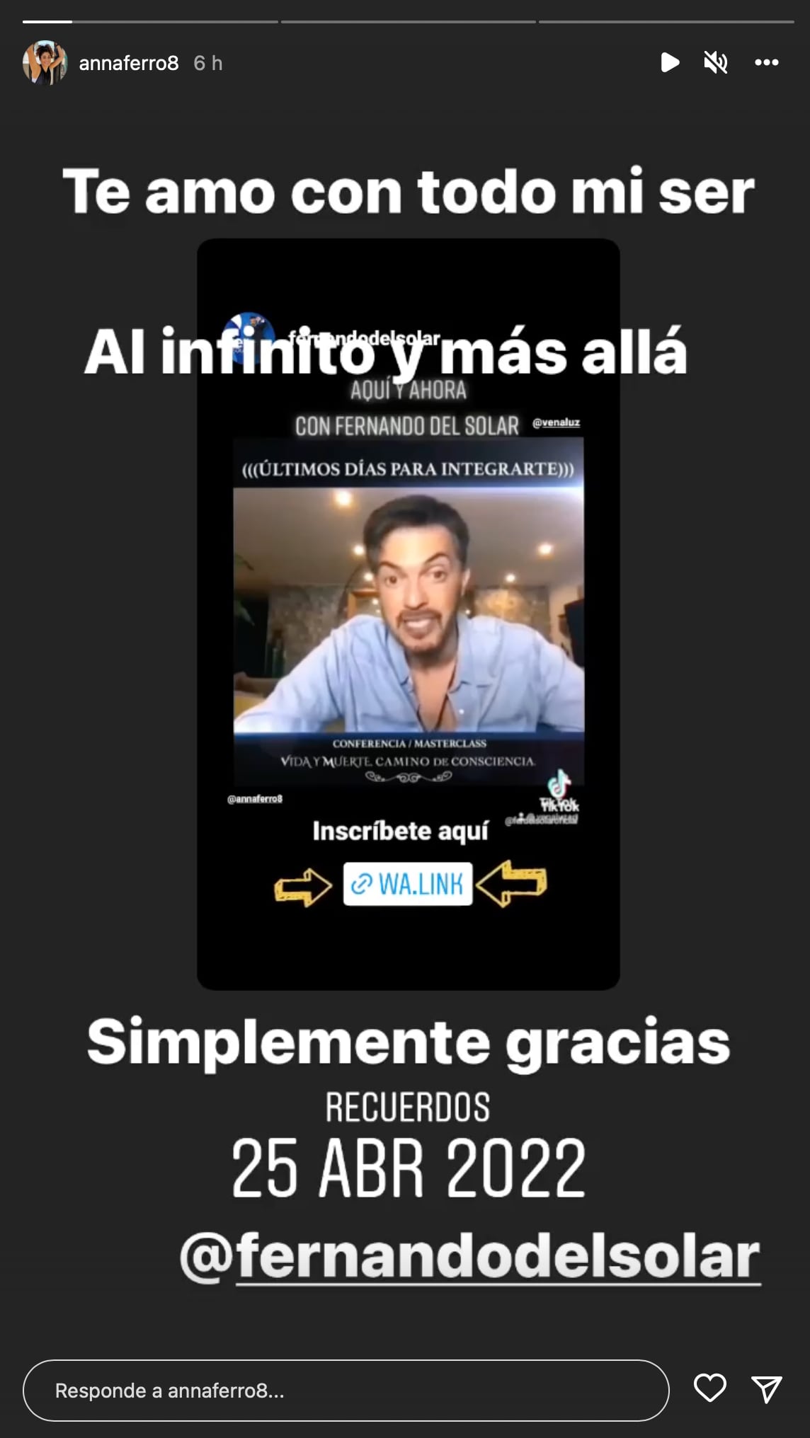 Anna Ferro rompe el silencio sobre la muerte de Fernando Del Solar