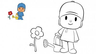 Dibujos para colorear de Pocoyó en la naturaleza por el Día Mundial del Clima