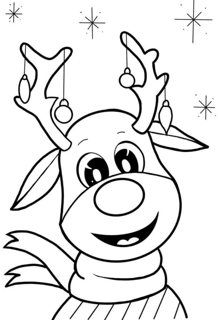 Dibujos de reno para colorear en Navidad