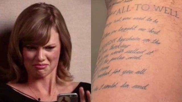 Fan de Taylor Swift se hace tatuaje de la letra All Too Well, la versión de 10 minutois