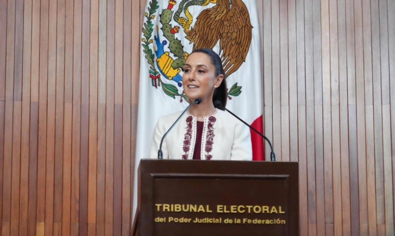 Claudia Sheinbaum en su discurso tras ser proclamada presidenta electa en el TEPJF.
