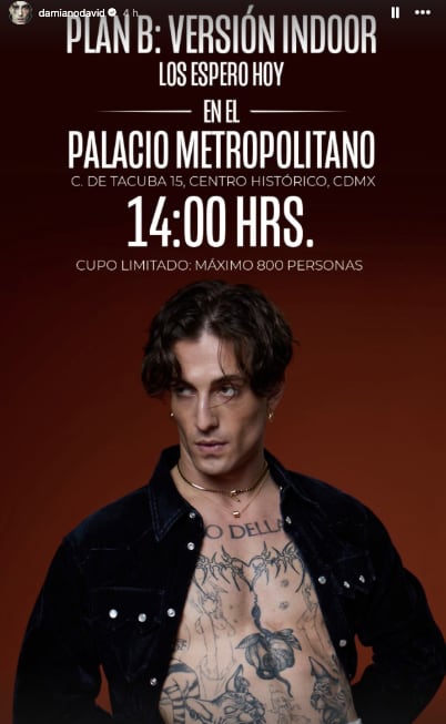 Damiano David ofrecerá concierto gratuito