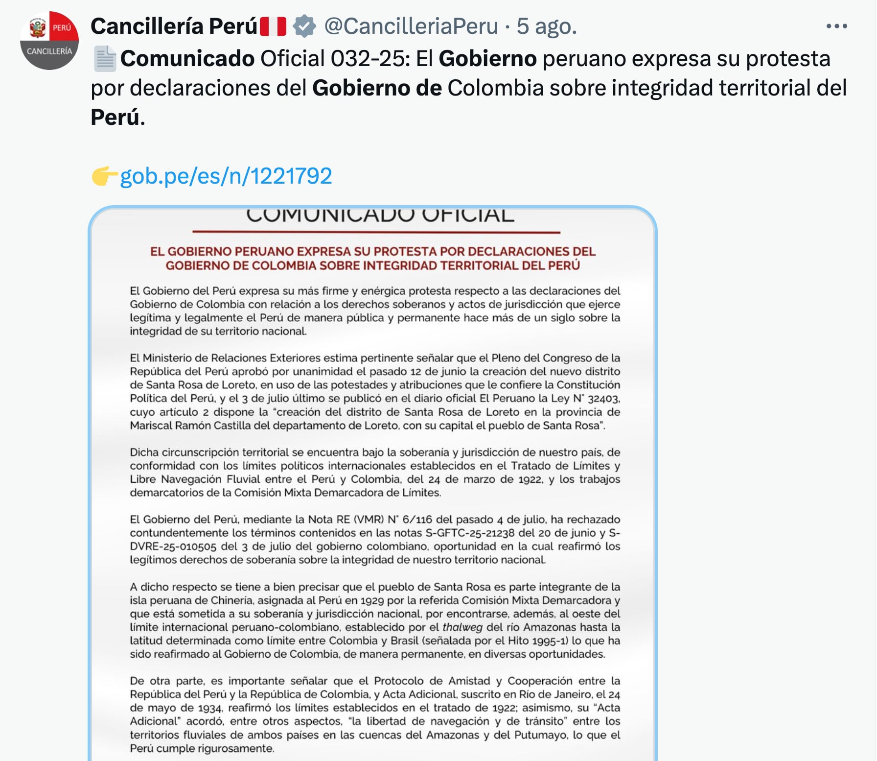Perú vs Colombia