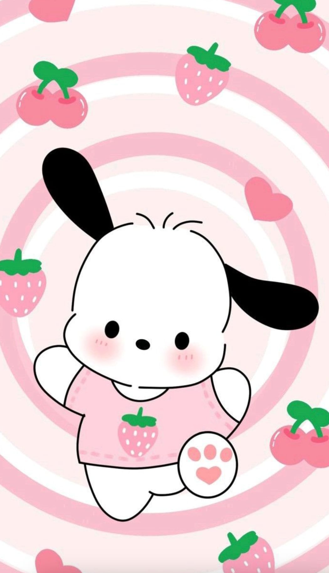 Fondo de pantalla de Pochacco con fresas
