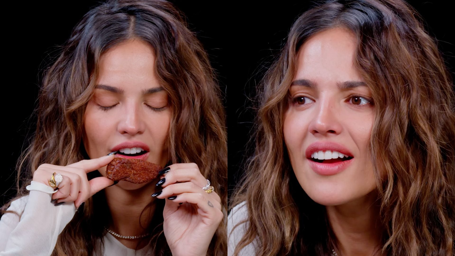 VIDEO: Eiza González lloró comiendo picante y la critican porque “se le olvidó que es mexicana”