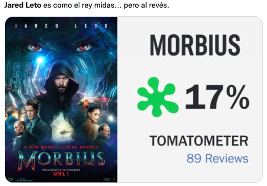 Memes de Jared Leto por estreno de 'Morbius'