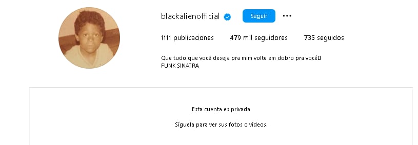 Cuenta de Instagram de Black Alien.