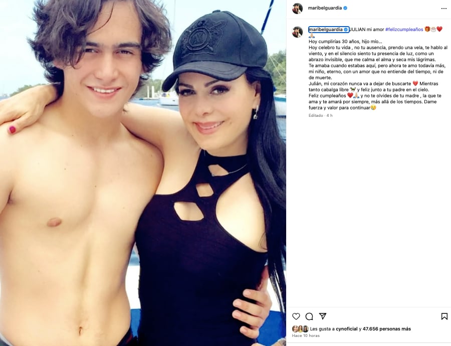 Maribel Guardia recuerda a Julián Figueroa el día de su cumpleaños