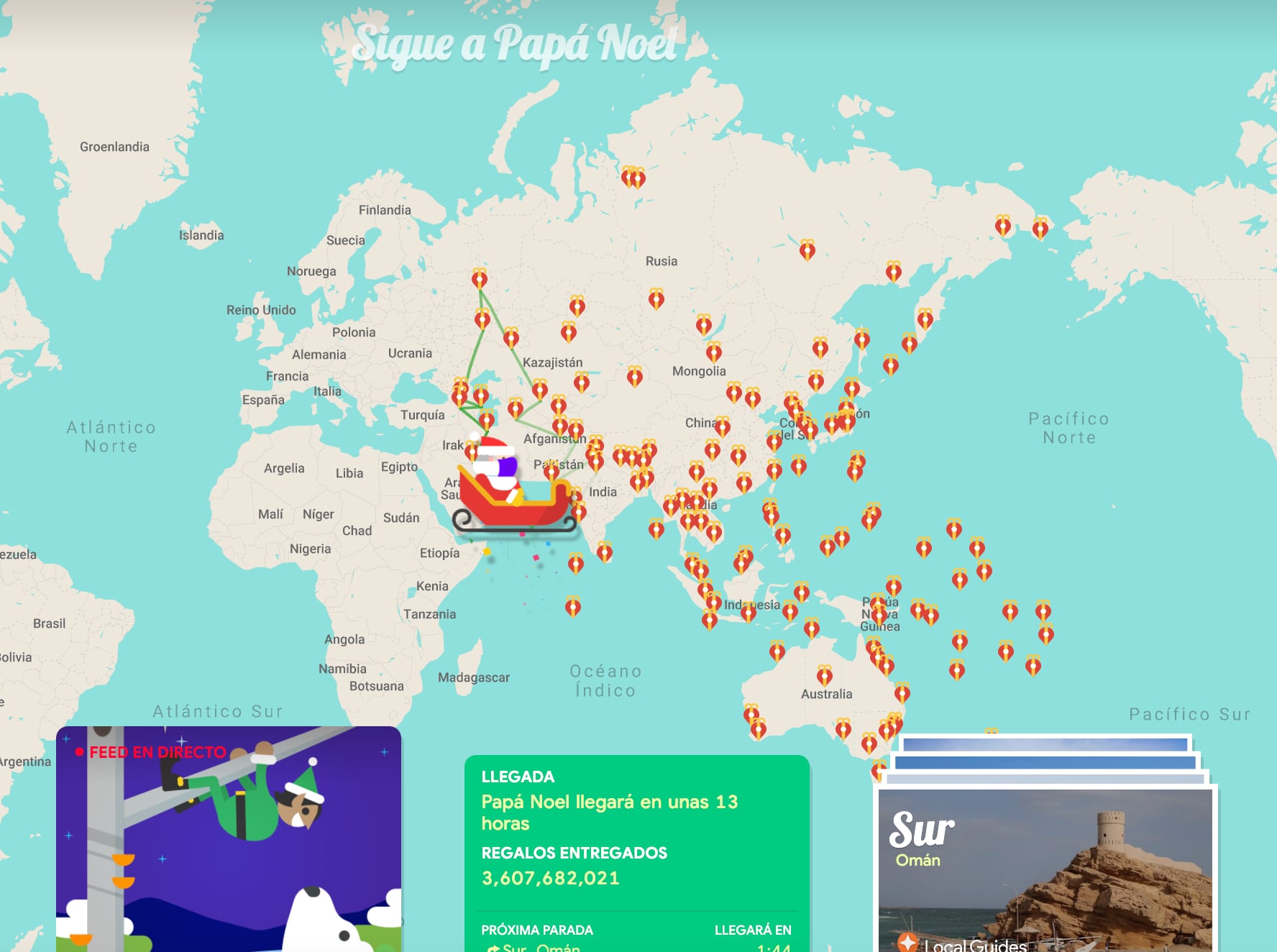 Mapa de Santa Claus en Arabia Saudita