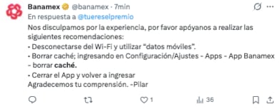 Banamex atiende reportes relacionados a fallas en la aplicación